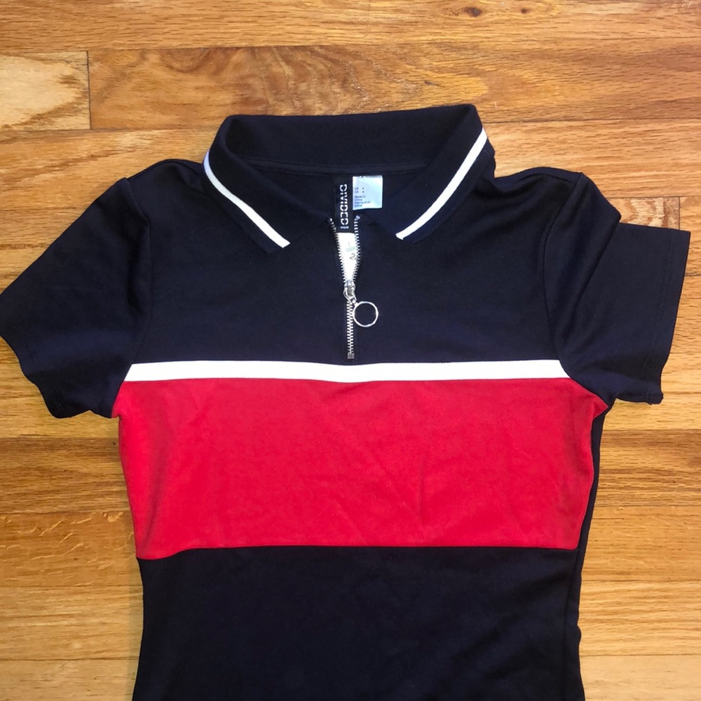 navy, white, red bodycon dress